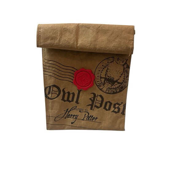 Harry Potter Owl Post Lunch Bag Hogwarts Letter Insulated Brown 10.5" x 8" x 4.5 - Picture 1 of 5